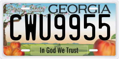 GA license plate CWU9955