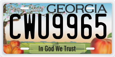 GA license plate CWU9965