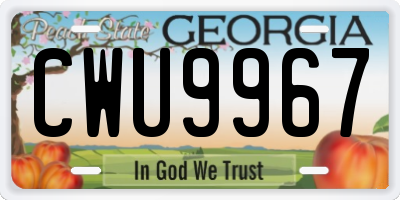 GA license plate CWU9967