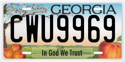 GA license plate CWU9969
