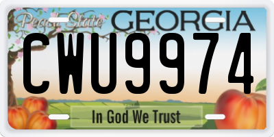 GA license plate CWU9974