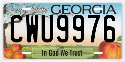 GA license plate CWU9976