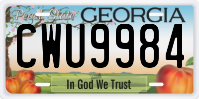 GA license plate CWU9984