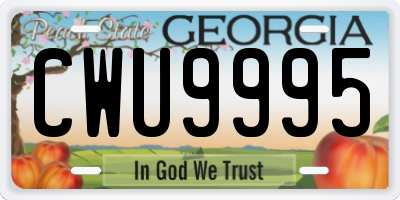 GA license plate CWU9995