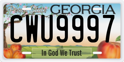 GA license plate CWU9997