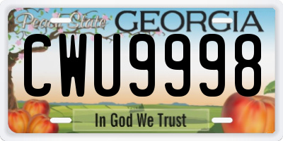 GA license plate CWU9998