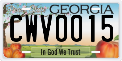 GA license plate CWV0015