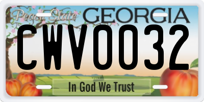 GA license plate CWV0032