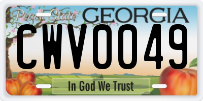 GA license plate CWV0049