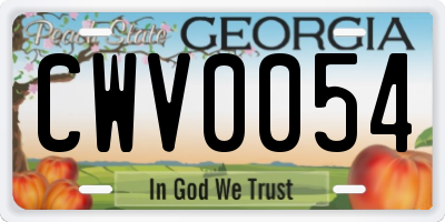 GA license plate CWV0054