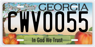 GA license plate CWV0055