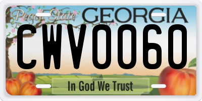 GA license plate CWV0060
