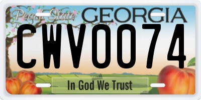 GA license plate CWV0074
