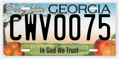 GA license plate CWV0075