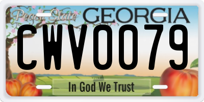 GA license plate CWV0079