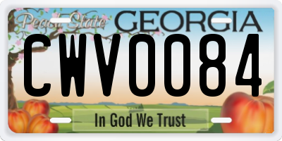 GA license plate CWV0084