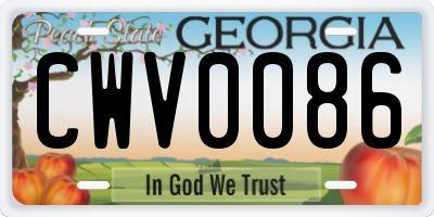 GA license plate CWV0086