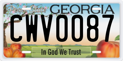 GA license plate CWV0087
