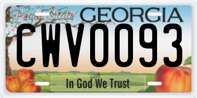 GA license plate CWV0093