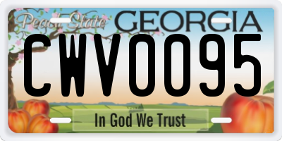 GA license plate CWV0095