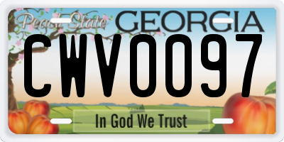 GA license plate CWV0097