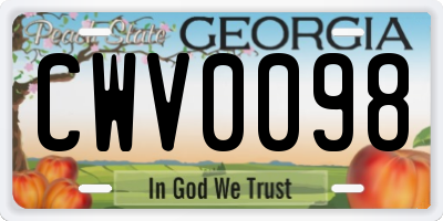 GA license plate CWV0098