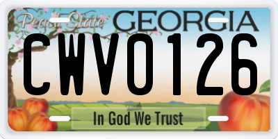 GA license plate CWV0126