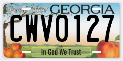 GA license plate CWV0127