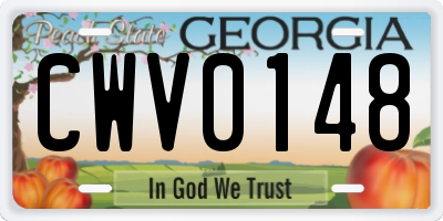 GA license plate CWV0148