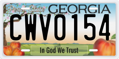 GA license plate CWV0154