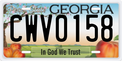 GA license plate CWV0158
