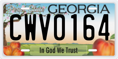 GA license plate CWV0164