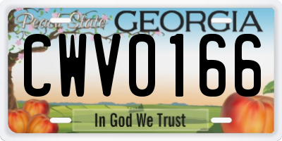 GA license plate CWV0166