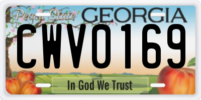 GA license plate CWV0169