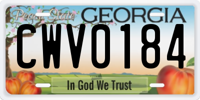 GA license plate CWV0184