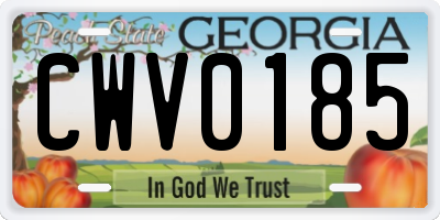 GA license plate CWV0185