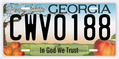 GA license plate CWV0188