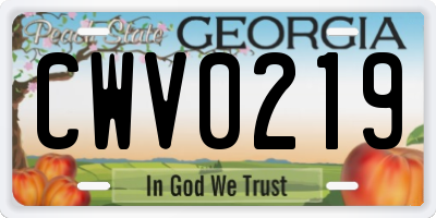 GA license plate CWV0219