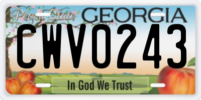 GA license plate CWV0243