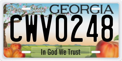 GA license plate CWV0248