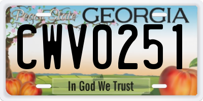 GA license plate CWV0251