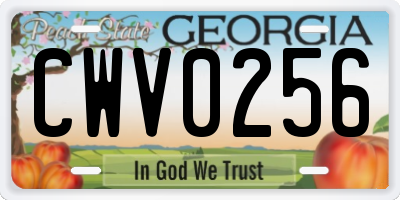 GA license plate CWV0256