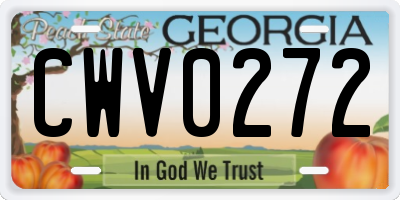 GA license plate CWV0272