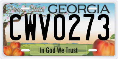 GA license plate CWV0273
