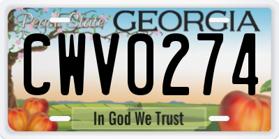 GA license plate CWV0274