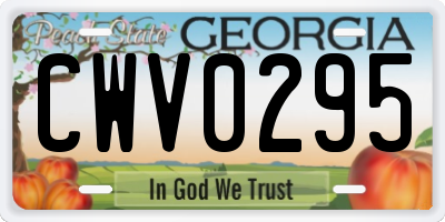 GA license plate CWV0295