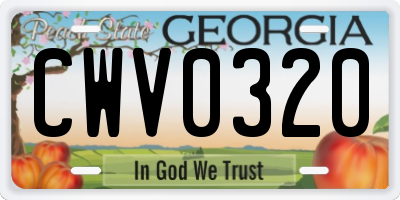 GA license plate CWV0320