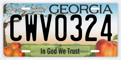 GA license plate CWV0324