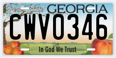 GA license plate CWV0346