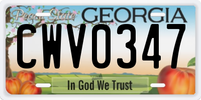 GA license plate CWV0347